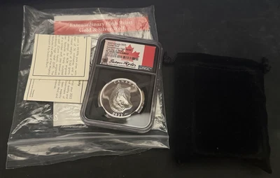2022 Canada Silver $25 Timber Wolf NGC PF70 Ultra Cameo Signed Susan Taylor - Image 1 of 3