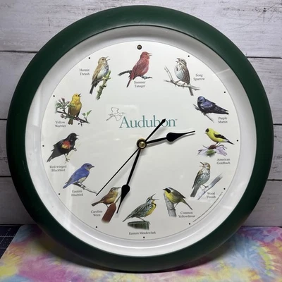 "Reloj vintage verde Audubon pájaro cantor pájaros cantores norteamericanos 13"" FUNCIONA" Foto 1 de 4