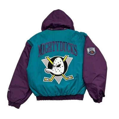 CHAQUETA JERSEY CON CAPUCHA CAMPRI NUEZ MOSCADA NUEZ MOSCADA NHL MIGHTY DUCKS DE COLECCIÓN AÑOS 90 TALLA M Foto 1 de 4