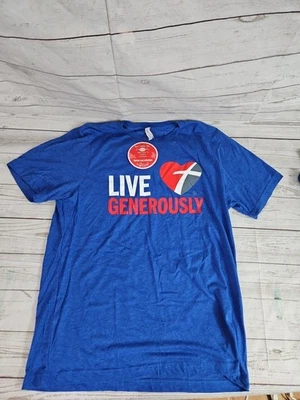 Nueva con etiquetas Camiseta Live Generously Unisex Grande Azul Logo Financiero Prosivo Foto 1 de 4