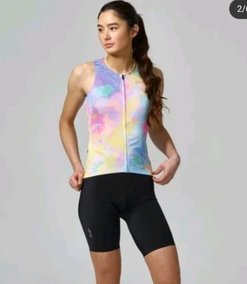 DHB Sleeveless Cycling Jersey Pastel Yellow/Multi colour Womens Size 8 - Image 1 of 4