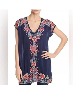 Johnny Was blau und rosa Blumen Schwimmen Coverup m - Bild 1 von 10
