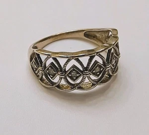 Vintage Style Ring With Diamonds In 925 Sterling Silver Size 6 - Picture 1 of 3