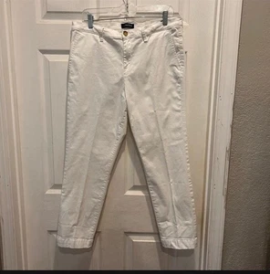 Nautica Pants Womens 12 White Twill Chino Tencel Ankle Trouser Casual Nautical - Picture 1 of 6