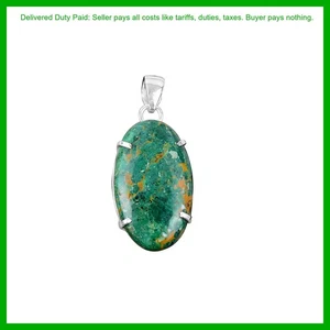 Black Friday Deal Oval Natural Cuprite Chrysocolla Bezel New Pendant 925 Silver - Picture 1 of 7