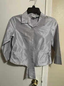 Talbots Kids 100% Silk Blouse Silver Girls Size 12 - Picture 1 of 4