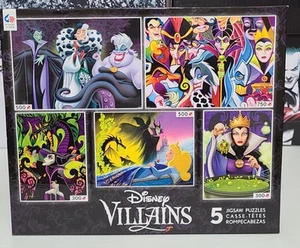 Disney Villains Puzzle Collection Multi Pack 5 different Puzzles included 2015 - Picture 1 of 6