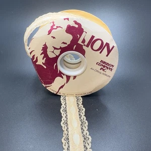 Vintage Lion Ribbon Co ~Eggshell ~ 1-3/8” Wide x 20 Yards Spool ~ New/Old Stock - Picture 1 of 14