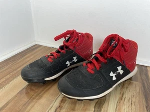 Under Armour Youth 5.5 Baseball Cleats Red Black Kids - Picture 1 of 5
