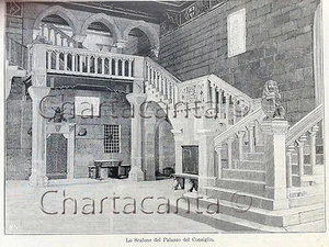 1894 Incisione REPUBBLICA SAN MARINO SCALONE PALAZZO DEL CONSIGLIO - Picture 1 of 1