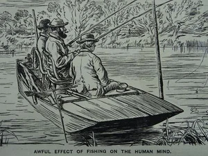 1862 Antique Victorian Print FISHING - EFFECT OF FISHING ON THE HUMAN MIND - Picture 1 of 2