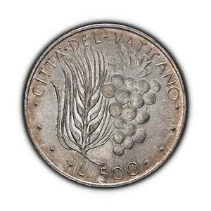VATICAN CITY. 1971, 500 Lire, Silver - Paul VI, Eucharist, Communion Grapes 🌈 6 - Picture 1 of 3