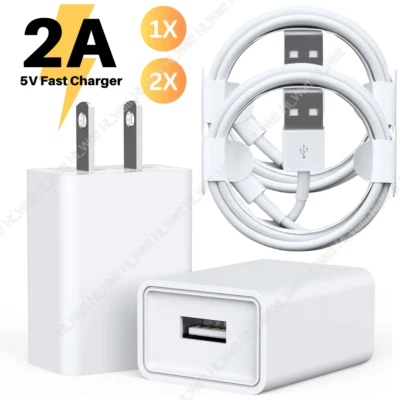 LOTE de cable de carga adaptador de corriente cargador de pared USB enchufe cubo para iPhone 8 XS 11 12 Foto 1 de 4