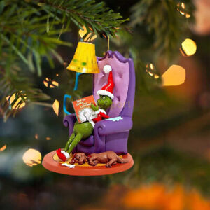 2D Merry Christmas Grinch Ornaments Christmas Tree Hanging Decor Figure Pendant