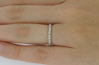 Art Deco Style 18K White Gold .38ct Bezel Set Diamond Eternity Band (Size 4.25+) - Image 1 of 4