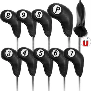 Golf Club Covers for Irons Magnetic Value 9 Pack Fit Main Iron Clubs Leather - Picture 1 of 13