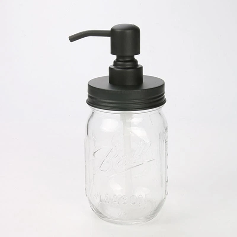 Pump Top AND  Jar as a dispenser for soap, condiments...Whatever! Black Finish - Image 1 of 3