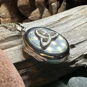 Dreifaltigkeit Knoten Medaillon Halskette keltisch irisch schottisch Damen Anhänger Geschenk 925 - Bild 1 von 10