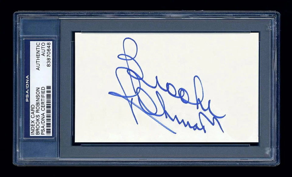 BROOKS ROBINSON SIGNED INDEX CARD MINT PSA/DNA SLABBED AUTOGRAPHED HOF ORIOLES - Image 1 of 1