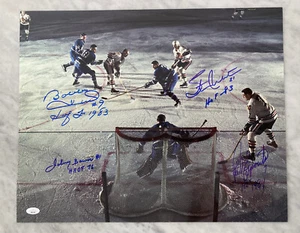 BOBBY HULL JOHNNY BOWER PHIL ESPOSITO MIKITA AUTOGRAPH SIGNED 16X20 PHOTO JSA - Picture 1 of 2