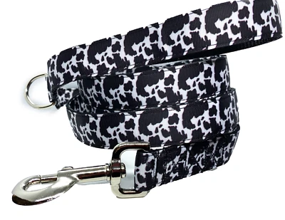 Correa de perro con estampado de vaca, 1 pulgada de ancho, elige tu longitud Foto 1 de 4