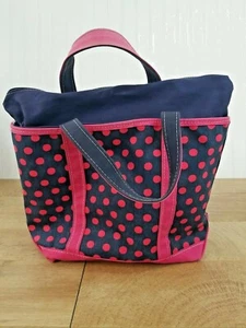 DE COLECCIÓN L.L. Bolso BEAN Boat & Tote Azul Marino, Lona a Lunares Cremallera Hecho en EE. UU. *RARO* BONITO - Imagen 1 de 12