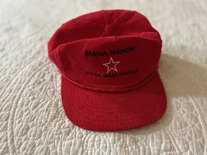 Vintage Corduroy Hat 80s Hana Ranch House Maui Hawaii Trucker Cap Red - Picture 1 of 8