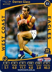 2012 WEST COAST EAGLES AFL Card DARREN GLASS - Bild 1 von 3