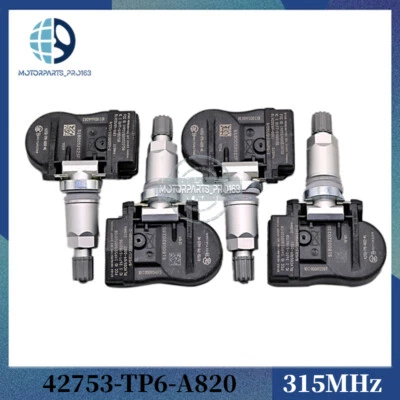 Sensor de presión de neumáticos TPMS de 4 piezas para Honda Accord Crosstour 2010-11 42753-TP6-A820 Foto 1 de 4