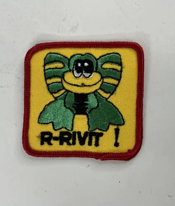 Vintage 1970s 1980s Hippy Biker Embroidered Patch Frog "R-Rivit!" 3" - Bild 1 von 4
