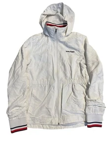 Tommy Hilfiger Jacket Womens Small Windbreaker White Outdoor Lightweight Hood - Picture 1 of 9