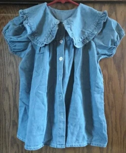 Girls Toddler Size 2T Button Down Denim Look Dress Collared Short Sleeve CUTE! - Picture 1 of 2