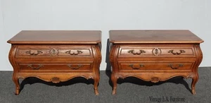 Pair Vintage French Style Bombay Bombe Nightstands Drexel Heritage Commode Chest - Picture 1 of 12