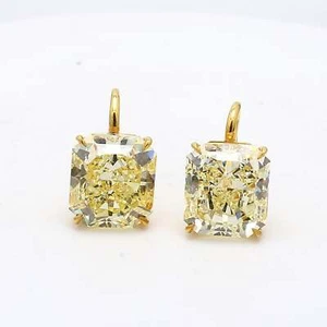 29.57 Carat Radiant Cut Fancy Yellow VVS2 Diamond 18K YG Dangling Earrings - Picture 1 of 7