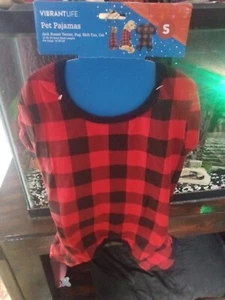 VibrantLife Pet Dog Puppy Pajamas Winter Clothes Red Black Checkers New Small - Picture 1 of 4