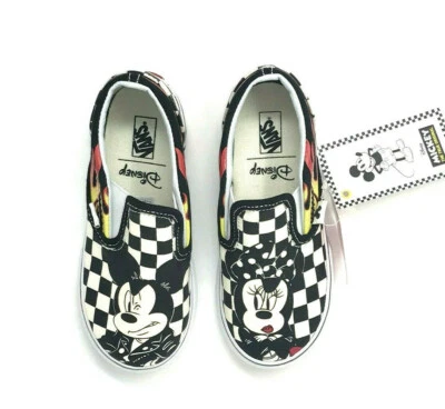 Vans Clásico Sin Cordones Disney Mickey Minnie Llamas Cuadros Niños 13 Zapatos de Skate Foto 1 de 4
