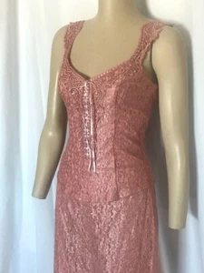 Rose Pink Two Piece Lace Outfit, Size Small - Picture 1 of 9