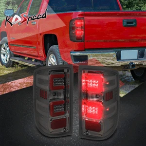 (RED 3D LED LIGHT BAR) Smoked Lens Tail Brake Lights for 14-19 Silverado Sierra - Picture 1 of 6