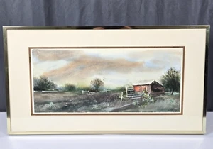 Lee Coblentz, paisaje agrícola rural de Indiana con pintura acuarela original de granero - Imagen 1 de 10