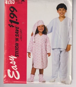 6265 McCALLS - PAJAMAS NIGHTSHIRT HAT & BOOTIES - UNISEX Kids Sz XS/S 2-7 - Picture 1 of 2