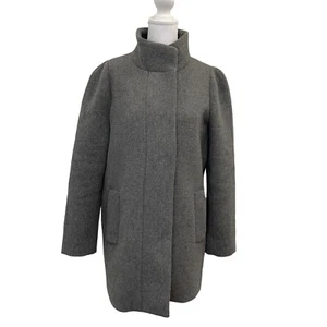 J Crew Wool Blend Full Zip Standing Collar Pockets Mid-Length Coat Gray size 2 - Picture 1 of 8