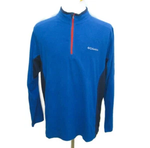 Maglione maglia maglione pile COLUMBIA uomo (taglia large) blu manica lunga 1/4 zip - Foto 1 di 5