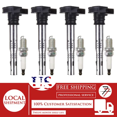 Kit de 4 bobinas de encendido y bujías para Volkswagen Beetle CC Eos Golf Jetta Foto 1 de 4