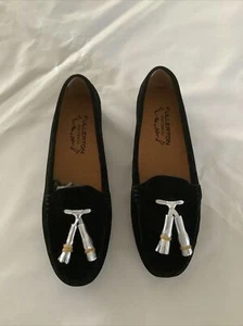 Mocassini Fullerton da donna neri in pelle scamosciata stile frange argento taglia 40 - Foto 1 di 8