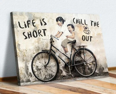 LIFE IS SHORT CANVAS WALL GRAFFITI ART PRINT ARTWORK FRAMED POSTER NOT BANKSY - Image 1 of 4