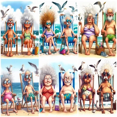 DAZZLING ACE DESIGNS A DAY AT THE BEACH QUIRKY Cardmaking Card Toppers Scrapbook Tags Paper Craft