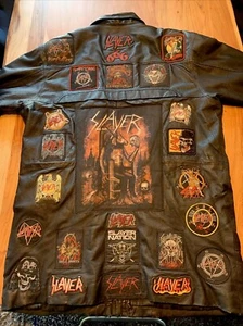 Vintage SLAYER (only) Patched Leather Jacket HeavyMetalCollectible Patches 80’s+ - Picture 1 of 24