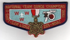 OA O-Shot-Caw Lodge 265 Flap S-24 NOAC 1990 Dance Champs Flap, ¡Como Nuevo! - Imagen 1 de 1