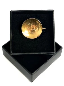 ANTIQUE VICTORIAN 9 CARAT YELLOW GOLD ENGRAVED BROOCH PIN - Foto 1 di 5