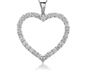 Certified 1.20ct F VS Diamond "Open Heart" Pendant in 18ct White Gold with Chain - Picture 1 of 2